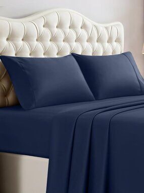 Utopia Bedding Full/Double Bed Navy Sheet Set Soft Brushed Microfiber Polyester